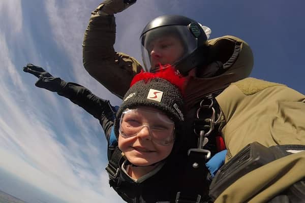 Freefalling from 10,000 feet - all the more incredible as Tyler is scared of heights!