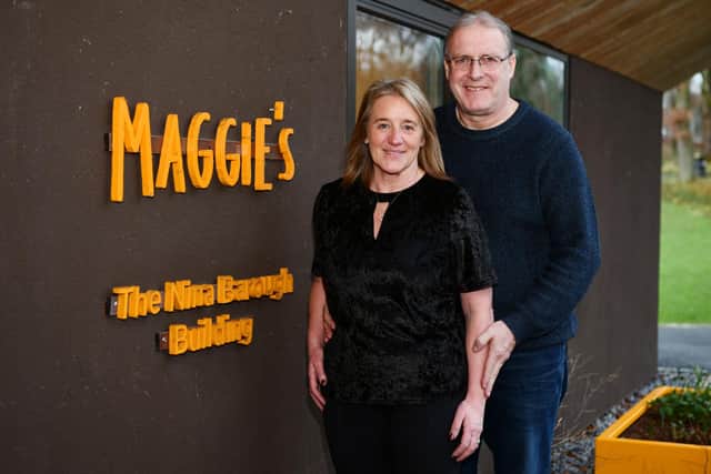 Cameron Shanks with wife Claire at the Maggie's Forth Valley Centre in Larbert that both have raised tens of thousands of pounds for.