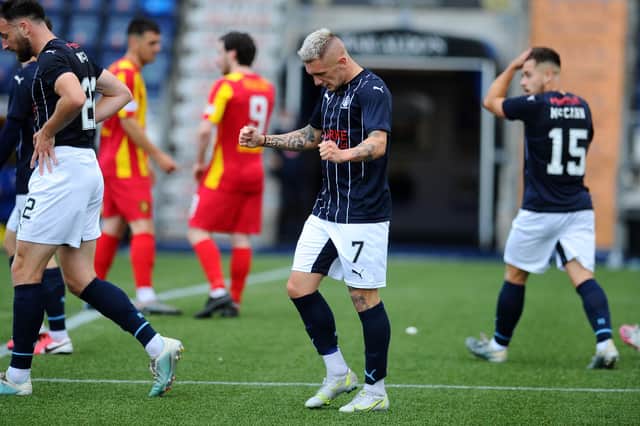 Callumn Morrison, Falkirk's top scorer last season, netted twice in the first half but was denied a hat-trick when Cameron Binnie saved his second half penalty