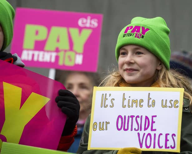 Thousands attend a Rally for Teachers outside the Scottish Parliament (Pic: Lisa Ferguson)