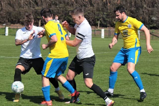 Dunipace beat St Andrews United 4-1 despite going down to ten men in the first half (Pictures: John Stevenson)