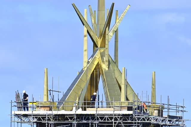 Repairing the unique spire was likened to a very complex game of Jenga!