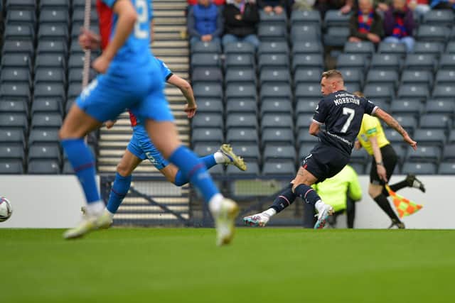 Callumn Morrison missed a key chance for the Bairns against ICT when he had an open goal to aim at in the first half, but his effort hit the post