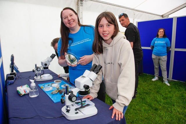 Janet Paterson of Edinburgh University School of BioScience with Emma Robertson (10), from Avonbridge