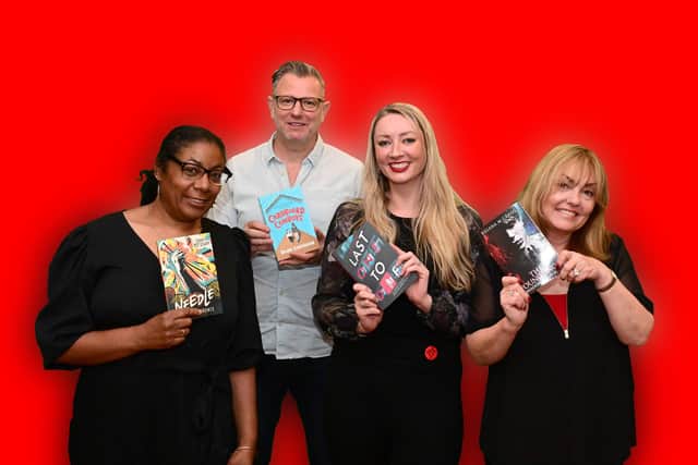 Left to right, short-listed authors - Patrice Lawrence, Bryan Conaghan, Cynthia Murphy and Helena Craggs