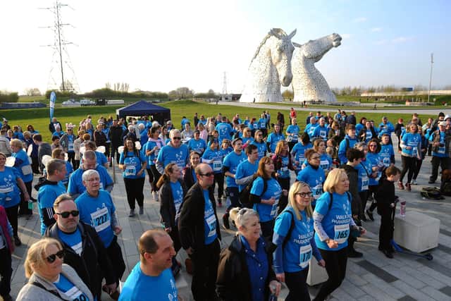 Dozens turned out at The Kelpies in Falkirk for a Walk for Parkinson's event in 2019. Picture: Michael Gillen.