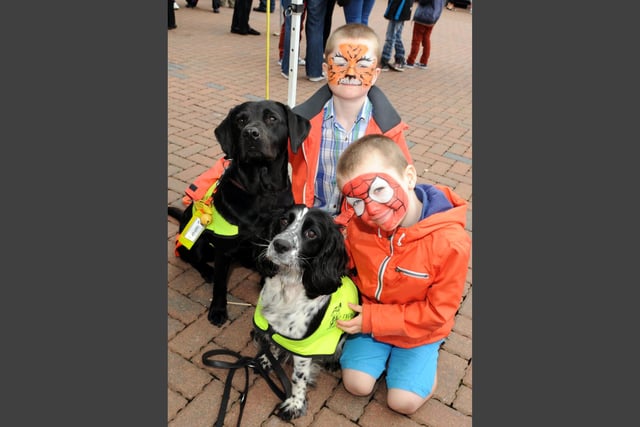 Matthew and Andrew Jack with Abby and Pixie.