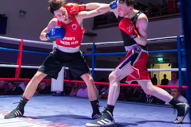 The fight of the night title was claimed by Sparta Boxing Academy’s own Marc McConnon and Irish ace Findlay Adam's from Quinn's Boxing Club (Photo: Eindp Sports Photography)