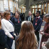 Fiona Hyslop MSP with the Blackburn Bonfire Action Group at the Scottish Parliament this week.