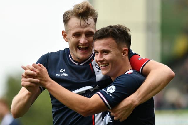 Dylan Tait (right, pictured with Falkirk team-mate Coll Donaldson), is remaining upbeat (Pic Michael Gillen)