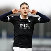 Declan McManus scored a double on his final appearance for Falkirk (above) but talks for his return have ended without agreement. Picture: Michael Gillen.