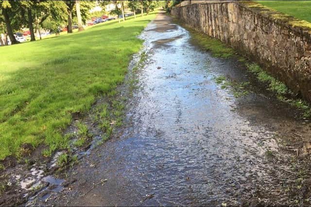 Residents fear the flooded path in Blinkbonny Park near Gartcows Road in Falkirk could become a dangerous proposition to walk on if it is not dealt with before the weather turns colder
