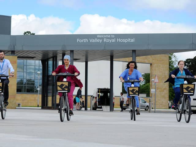 Scotland’s largest e-bike scheme was launched at Forth Valley Royal Hospital by Forth Environment Link in 2019. Picture: Michael Gillen.