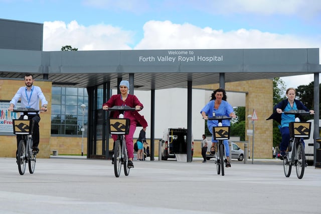 Scotland’s largest e-bike scheme was launched at Forth Valley Royal Hospital by Forth Environment Link in 2019. Picture: Michael Gillen.