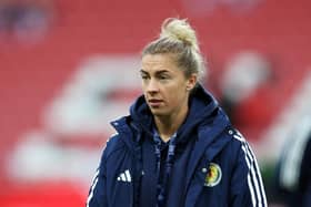 Nicola Docherty of Scotland inspects the pitch prior to the UEFA Women's Nations League match between England and Scotland at Stadium of Light on September 22, 2023 in Sunderland, England. (Photo by Ian MacNicol/Getty Images)