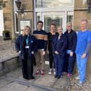 Left to right: Helen Donoghue, Strathcarron Hospice clinical nurse specialist and from Meeks Road Surgery, community pharmacist William Hayden, practice manager Chantelle Cullen, district nurse Rachel McGregor, community staff nurse Shelagh Nelson and GP Dr Alastair McCall. Pic: Contributed