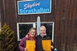 Morag and Claire celebrate their successful skydiving endeavours(Picture: Submitted)