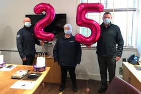 Seven members of staff at Bakkavor Salads in Bo'ness are celebrating their 25th work anniversary with the company. Contributed.