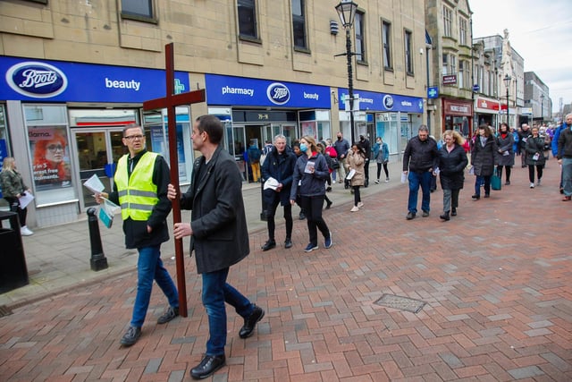Church members on their walk through Falkirk town centre