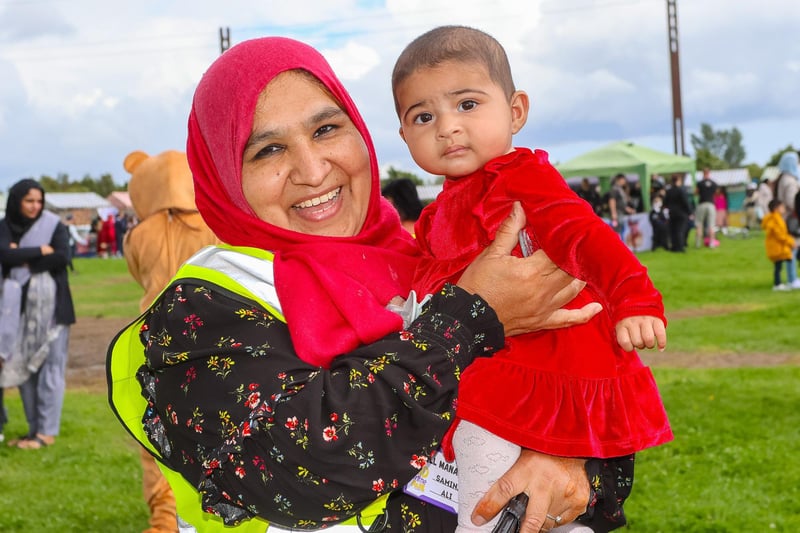 Samina from the Rainbow Muslim Women's group with her five-month-old granddaughter Meher enjoying her first Eid in the Park.
