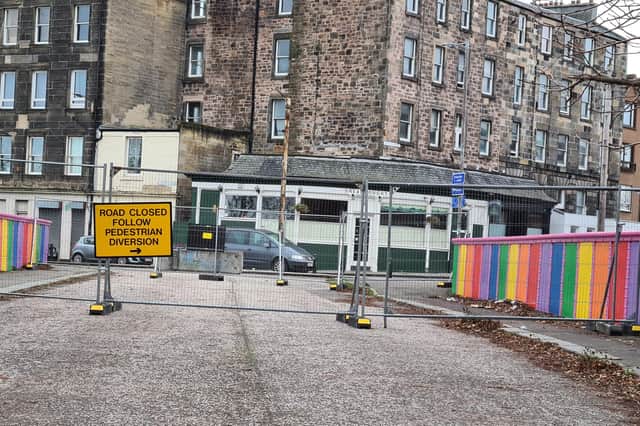 The closed Lindsay Road bridge in Leith, Edinburgh