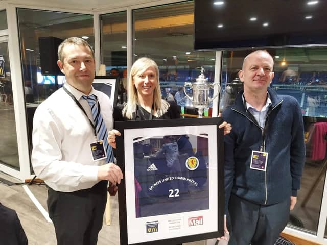 Bo'ness United Community FC representatives who were presented with award