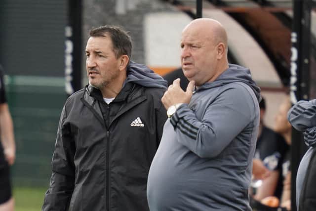 Gordon Wylde (r) and Martin Mooney on the touchline (Photo: Kristopher Dowell)
