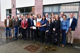 Handover of defibrillator to Graeme High School by the Rotary clubs of Falkirk and Apeldoorn 't Loo  in the Netherlands