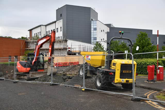 Groundwork for a new ward being built near the staff entrance to the hospital.