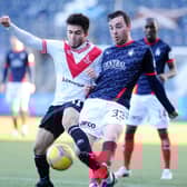 Airdrie's Thomas Robert and Falkirk's Sean Kelly compete for the ball as the two sides met earlier this season