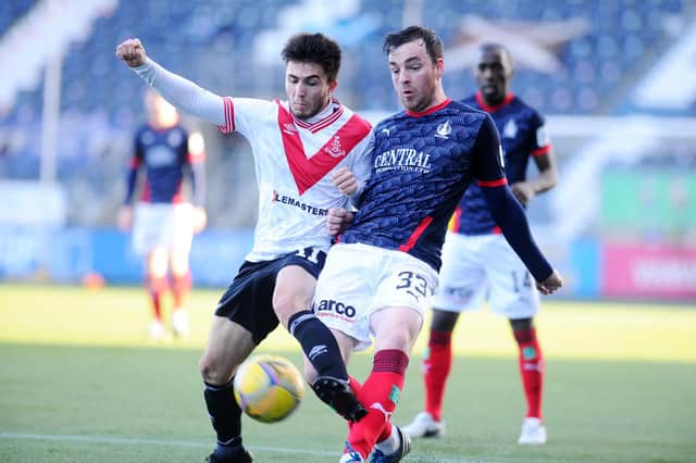 Airdrie's Thomas Robert and Falkirk's Sean Kelly compete for the ball as the two sides met earlier this season