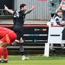 Scott Dunn wheels away after scoring to put Kirkcaldy & Dysart 2-0 up against East of Scotland First Division leaders Camelon Juniors last Saturday afternoon (Pictures by Michael Gillen)