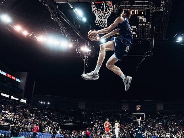 Falkirk Fury ace and Caledonia Gladiators star Murray Hendry in action at the BBL Play-Off Final Dunk Trophy (Photo: British Basketball League)