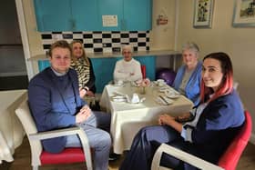 MP Euan Stainbank with staff and residents at Barleystone Care Home