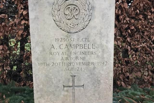 The grave of Lance Corporal Alexander Campbell who was killed taking part in the ill-fated Operation Freshman