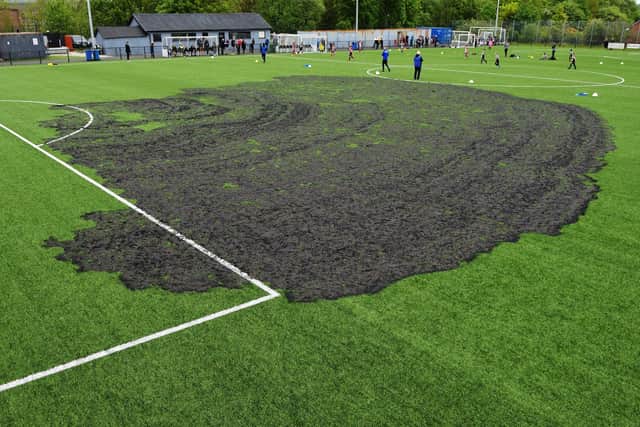 The Westfield Park pitch was set on fire with extensive damage as a result.
