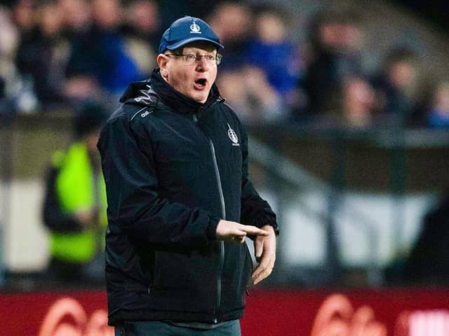FALKIRK, SCOTLAND - JANUARY 31: Falkirk manager John McGlynn during a William Hill Championship match between Falkirk and Livingston at The Falkirk Stadium, on January 31, 2025, in Falkirk, Scotland, (Photo by Sammy Turner / SNS Group)