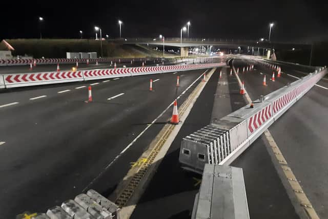 The new automated barriers deployed to the south of the Queensferry Crossing.  (pic: BEAR Scotland)