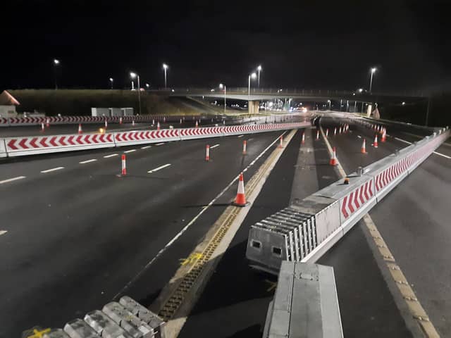 The new automated barriers deployed to the south of the Queensferry Crossing.  (pic: BEAR Scotland)