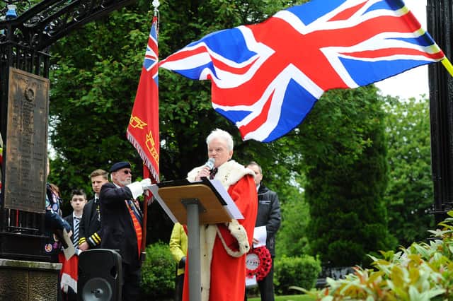 Provost Billy Buchanan is giving Falkirk district residents a chance to win cash by designing a flag for their ward. Picture: Michael Gillen.
