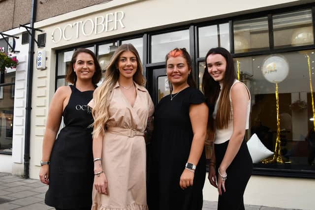 Sophie Allison, second left, with some of her staff outside her new Falkirk salon