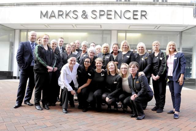 M&S staff on the last day of trading at the Falkirk High Street store in August 2018