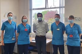 Health Secretary Humza Yousaf with some of NHS Forth Valley’s Hospital at Home team.