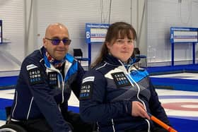 Grangemouth-trained Meggan Dawson-Farrell pictured with mixed doubles partner Gregor Ewan (Picture: PPA/Graeme Hart)