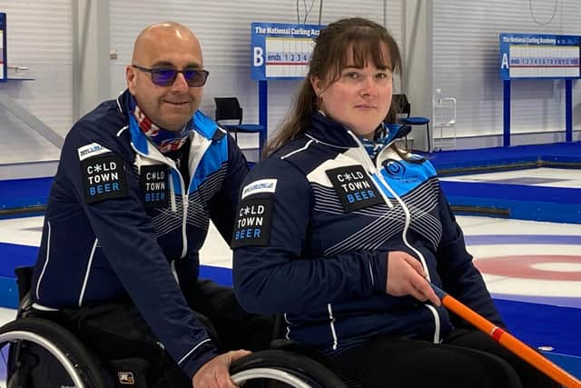 Grangemouth-trained Meggan Dawson-Farrell pictured with mixed doubles partner Gregor Ewan (Picture: PPA/Graeme Hart)