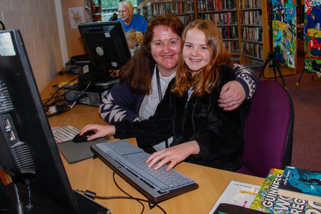 Elaine Flannery with daughter Keira 9 who is trying some coding