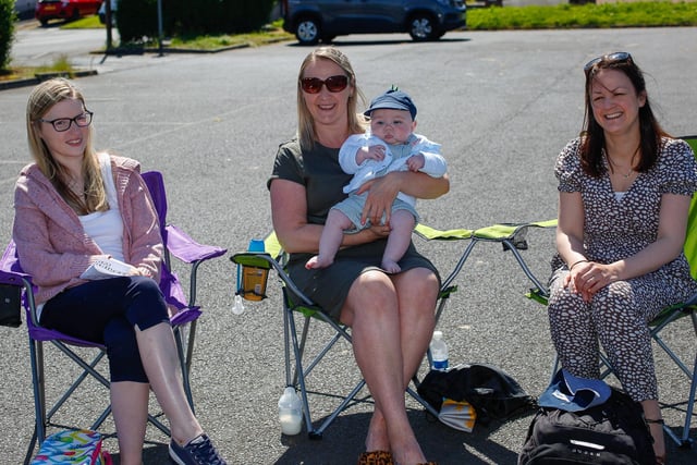 Proving everyone can enjoy a picnic are Rosie Douglas, Laura Jardine with Rhys McClafferty, 19weeks, and Sharon Markey