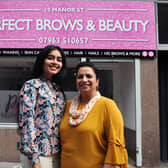 Perfect Brows and Beauty moved from Callendar Square to the former Falkirk Herald office in Manor Street, Falkirk. Pictured: beauty therapist Aliha Irfan and owner Shazia Irfan. Picture: Michael Gillen.