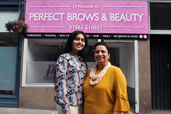 Perfect Brows and Beauty moved from Callendar Square to the former Falkirk Herald office in Manor Street, Falkirk. Pictured: beauty therapist Aliha Irfan and owner Shazia Irfan. Picture: Michael Gillen.