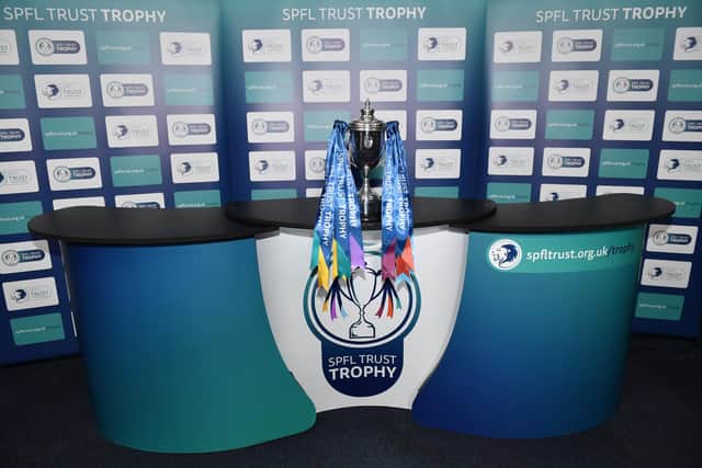 GLASGOW - SCOTLAND OCTOBER 19, 2023: The SPFL Trust Trophy draw at Hampden Park on 19th October 2023 in Glasgow, Scotland. (Picture Credit: Mark Runnacles/SPFL Trust Trophy) :(Photo: Mark Runnacles)